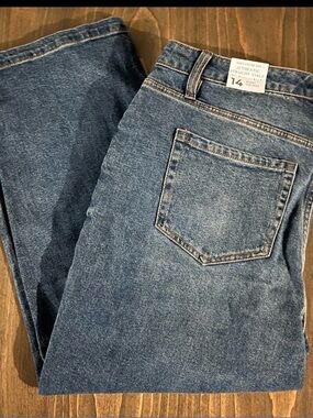 Lane Bryant 14 Short Authentic Straight Ankle Mid-Rise Wide Leg Womens Jeans NEW